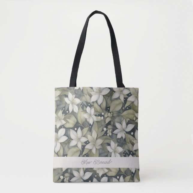 Tote Bag Belles fleurs d'ivoire personnalisées sur le sol (Devant)