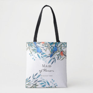 Tote Bag Belles Fleurs et Oiseaux à l'Aquarelle Demoiselle