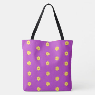 Tote Bag Belles fleurs jaunes sur violet