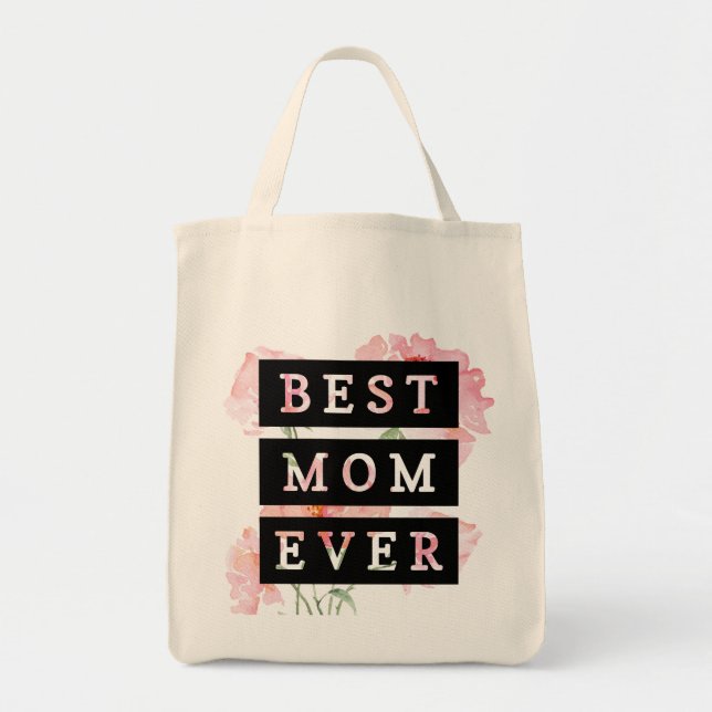 Tote Bag Belles fleurs pour maman l Meilleure maman jamais (Devant)