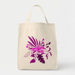 Tote Bag Belles fleurs tropicales violettes