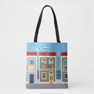 Tote Bag Belles maisons portugaises avec tuiles ou azulejos