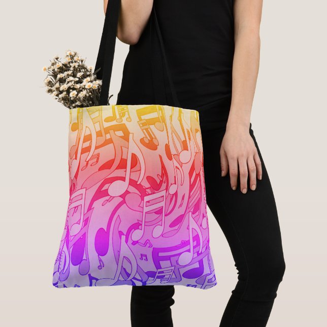 Tote Bag Belles Musiques Couleurs Heureuses Notes de Musiqu (De près)