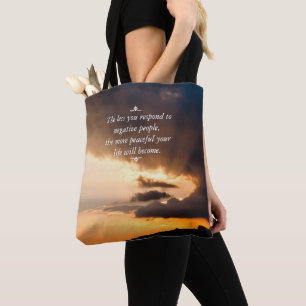Tote Bag Belles rayons de soleil couchant d'espoir Citation