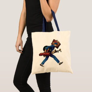 Tote Bag Bellhop vintage en Uniform, Suitcase et Golf Club