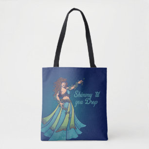 Tote Bag Belly Dancer Ruby Teal Art