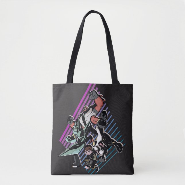 Tote Bag Ben 10 Retro Alien Group Graphic (Devant)