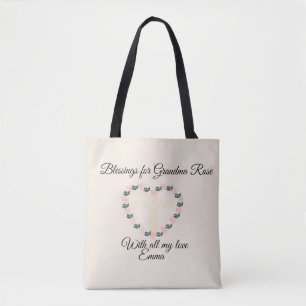 Tote Bag Bénédiction de foi au cœur fleuri pour une grand-m