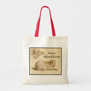 Tote Bag Bénédiction de Pâques Oeuvre d'agneau de repos de