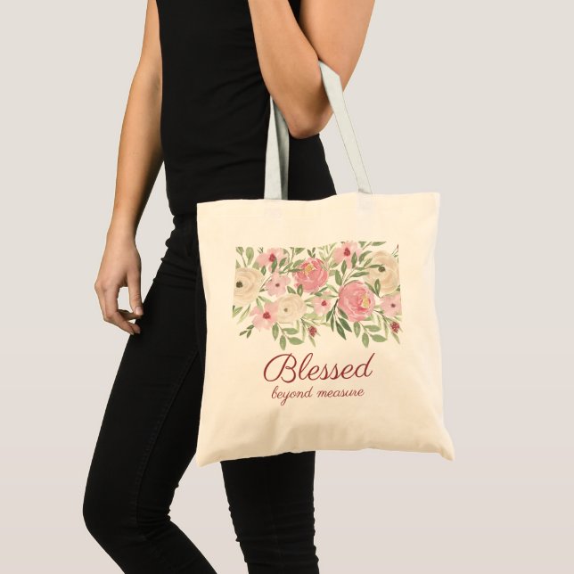 Tote Bag Béni au-delà de toute mesure Floral rose  (Devant (produit))