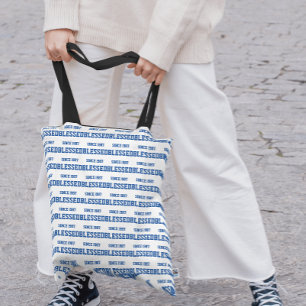 Tote Bag Béni depuis l'année Motif bleu marine