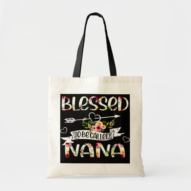 Tote Bag Béni D'Être Appelé Nana Floral Funny Grand-Mère (Devant)