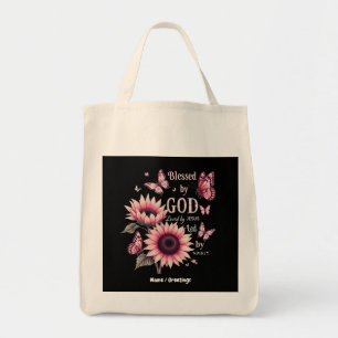 Tote Bag Béni Par Dieu Aimé Par Jésus Foi Tournesol Rose