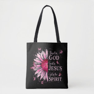 Tote Bag Béni Par Dieu - Aimé Par Jésus Tournesol Rose
