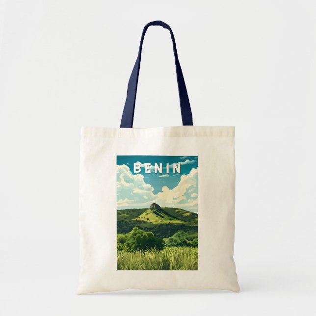 Tote Bag Bénin Illustration Voyage Art Vintage (Devant)