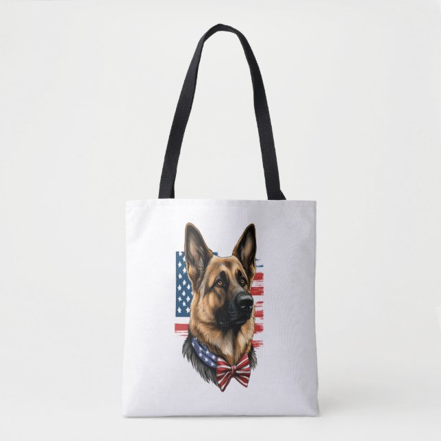 Tote Bag Berger allemand avec drapeau américain (Devant)