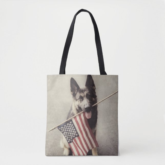 Tote Bag Berger allemand avec drapeau américain (Devant)