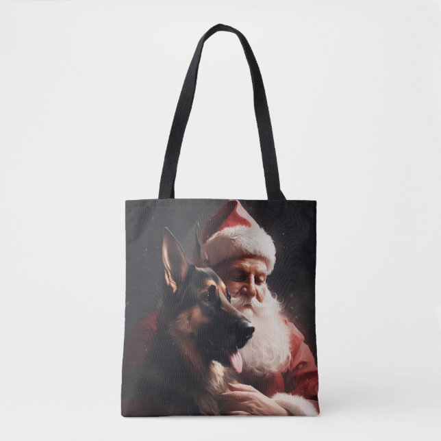Tote Bag Berger Allemand Avec Noël Festif Du Père Noël (Devant)