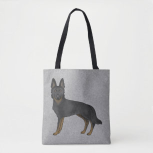Tote Bag Berger Allemand Bi-Noir Mignon Chien de Dessin Ani