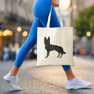 Tote Bag Berger Allemand Bi-Noir Mignon Chien GSD Dessin An