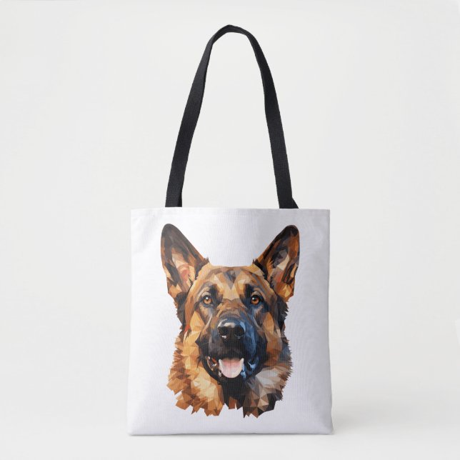 Tote Bag Berger allemand cool en polygone de style classiqu (Devant)