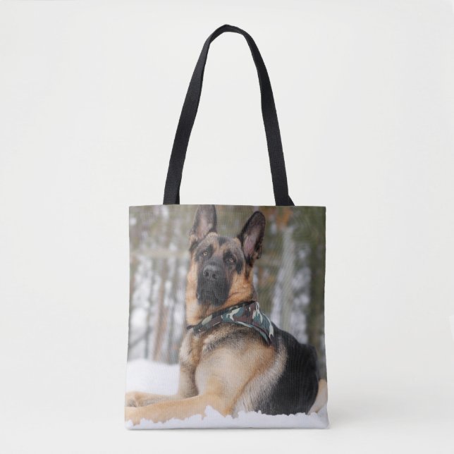 Tote Bag Berger Allemand En Neige (Devant)