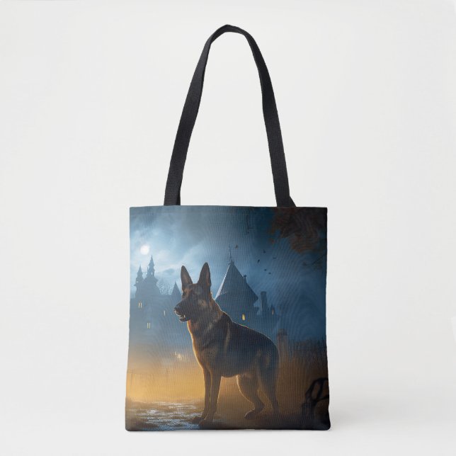 Tote Bag Berger allemand Halloween effrayant (Devant)