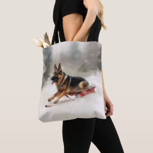Tote Bag Berger allemand neige de Noël hiver