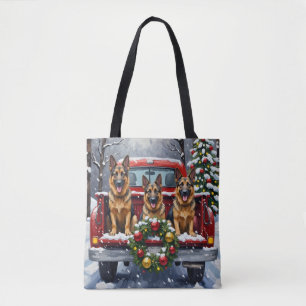 Tote Bag Berger Allemand Noël Camion Rouge Fêtes