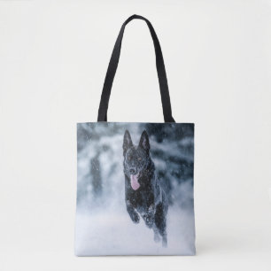 Tote Bag Berger allemand noir dans la couverture de duvet d