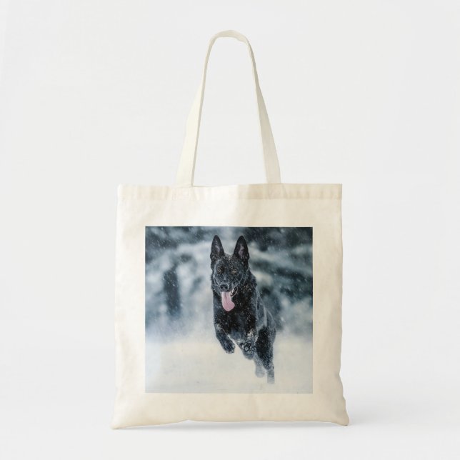 Tote Bag Berger allemand noir dans la couverture de duvet d (Devant)