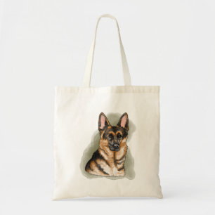 Tote Bag Berger Allemand Noir Et Feu Aquarelle Sur Fond Ver