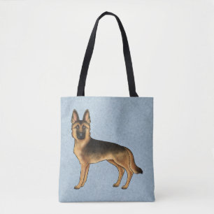 Tote Bag Berger Allemand noir et feu dessin animé Chien Ble