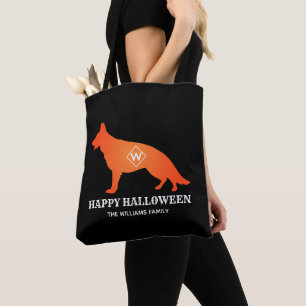Tote Bag Berger allemand orange Happy Halloween Nom de fami