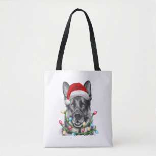 Tote Bag Berger Allemand Père Noël Feux d'arbre de Noël Xma