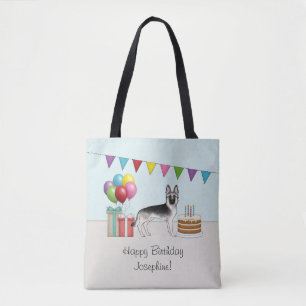 Tote Bag Berger Allemand Silver Sable Anniversaire Coloré