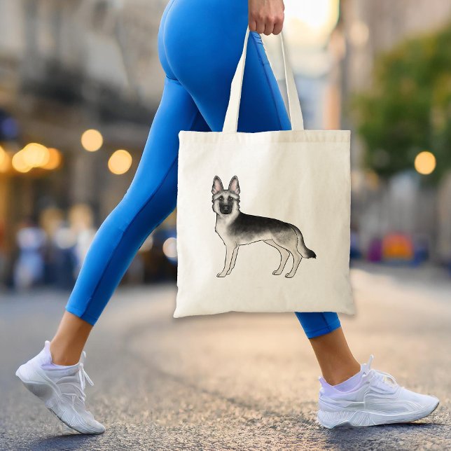 Tote Bag Berger Allemand Silver Sable Mignon Chien GSD Dess (Please note: This image is a digital mockup. The product may not be in scale.)