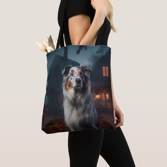 Tote Bag Berger Australien Halloween Épouvantable (De près)