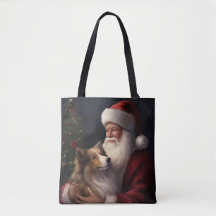 Tote Bag Berger des Shetland Père Noël Fête de Noël