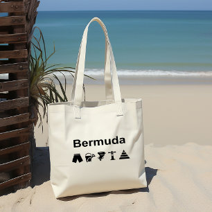 Tote Bag Bermudes Icônes Monotone Couleur claire