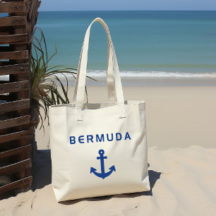Tote Bag Bermudes Vieille Ancre pour la voile couleur clair