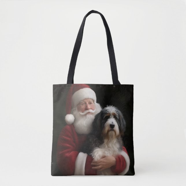 Tote Bag Bernedoodle avec Noël Festif du Père Noël (Devant)