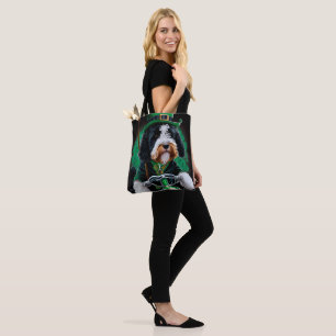 Tote Bag Bernedoodle Chien conduisant vélo St. Patrick's Da