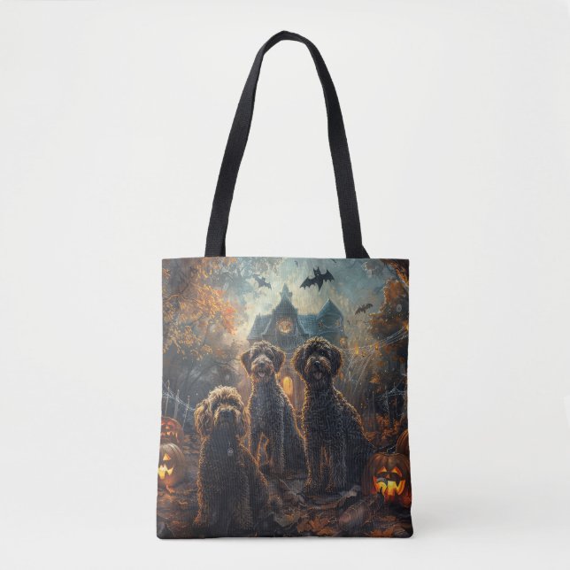 Tote Bag Bernedoodle Nuit d'Halloween Délice Canin (Devant)