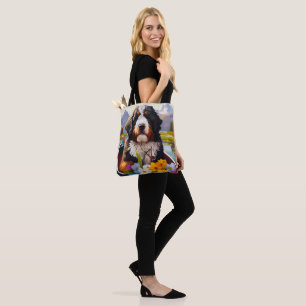 Tote Bag Bernedoodle sur une pagaie : Une aventure pittores