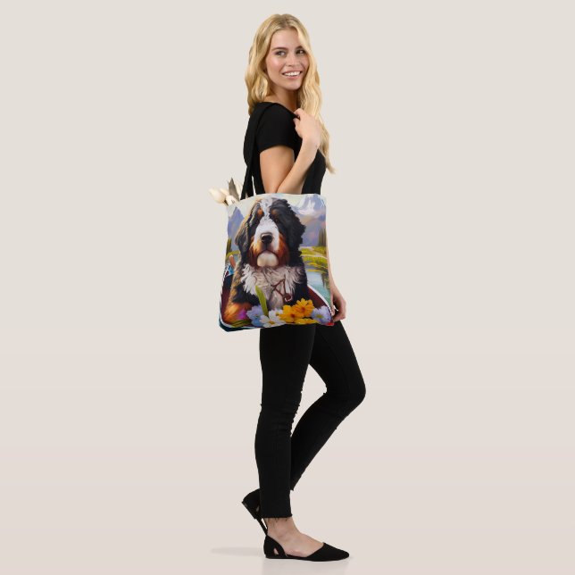 Tote Bag Bernedoodle sur une pagaie : une aventure Pittores (Sur le modèle)