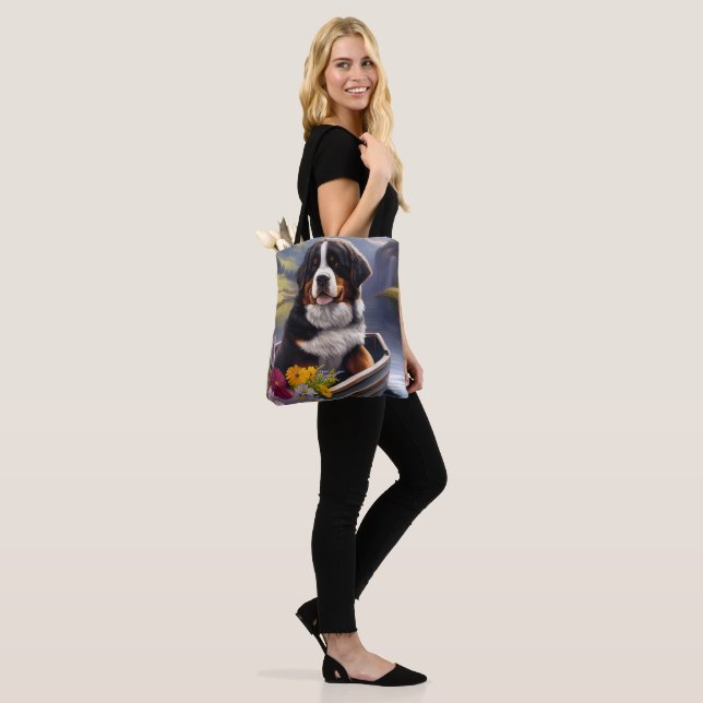 Tote Bag Bernese Mountain sur une pagaie : Une aventure pit (Sur le modèle)