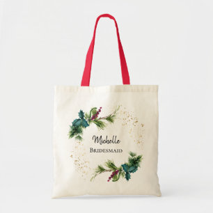 Tote Bag Berry rouge à feuillage persistant Mariage d'hiver