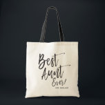 Tote Bag Best Aunt Ever 2 | Script Style Custom Wedding<br><div class="desc">Make the aunt of the bride feel extra appreciated with this special custom name canvas style tote bag.

It features the words "Best Aunt Ever" in an elegant script style text. Underneath this is a spot for her name.</div>
