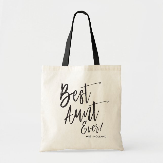 Tote Bag Best Aunt Ever 2 | Script Style Custom Wedding (Devant)